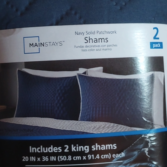 Navy Blue Quilted Pillow Sham - Picture 4 of 7